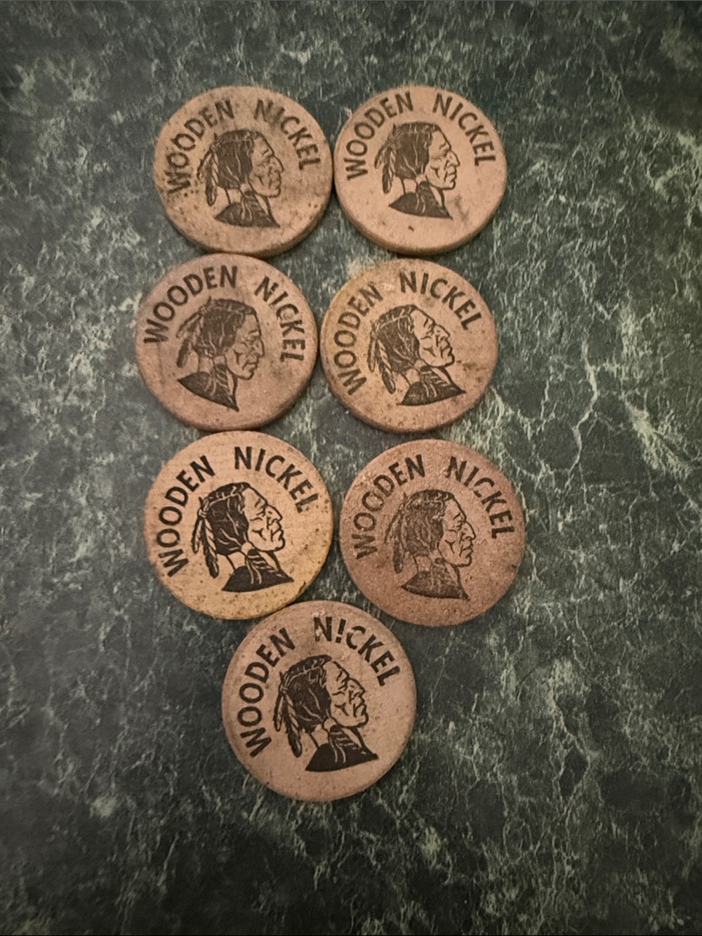 Vintage Wooden Nickel Tokens - Brown